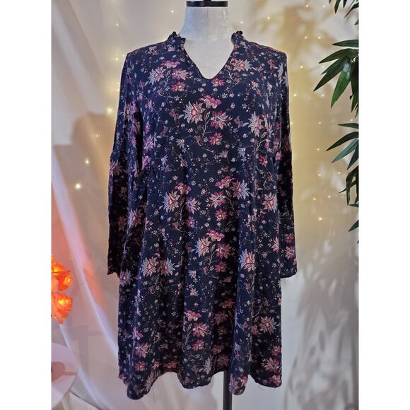 Altar'd State Womans Floral Mini Tunic Dress Size L Boho Long Kimono Sleeve Top - Picture 1 of 13